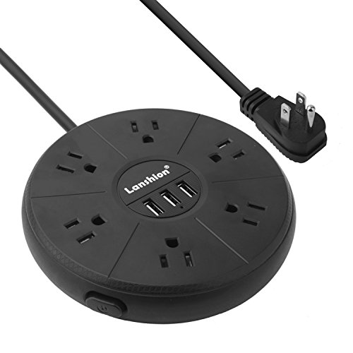 Product Cover Lanshion Power Strip with 3 USB Smart Charge 6-Outlet Surge Protector 110-125V/15A 6.6-Foot Power Cord
