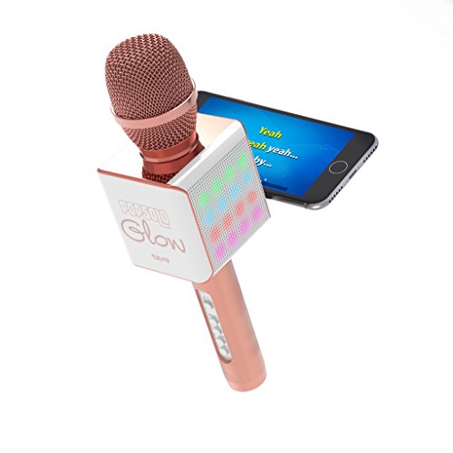 Product Cover Tzumi PopSolo - Rechargeable Bluetooth Karaoke Microphone and Voice Mixer with Smartphone Holder - Great for All Ages (Rose Gold Glow)