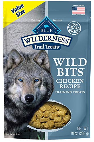 Product Cover Blue Buffalo Wilderness Trail Treats Wild Bits Grain Free Soft-Moist Training Dog Treats, Chicken Recipe 10-oz bag