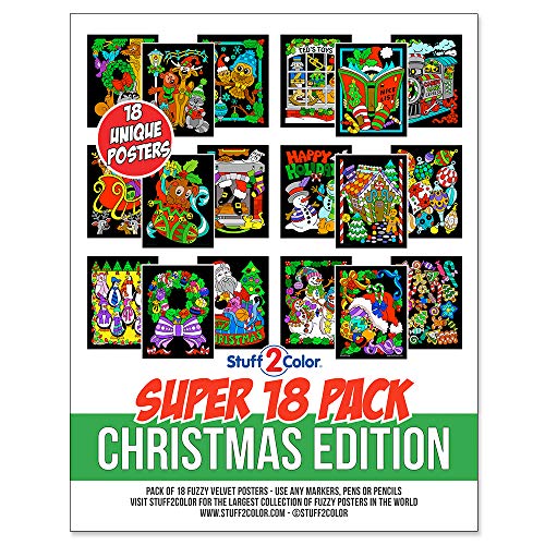 Product Cover Super Pack of 18 Fuzzy Velvet Coloring Posters (Christmas Edition)