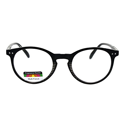 Product Cover Round Keyhole Thin Plastic Horn Rim Tri-focal Progressive Reader Eyeglasses