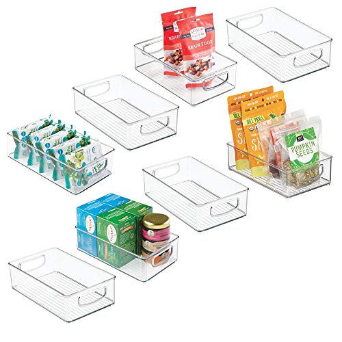 Product Cover mDesign Plastic Kitchen Pantry Cabinet, Refrigerator or Freezer Food Storage Bins with Handles - Organizer for Fruit, Yogurt, Snacks, Pasta - Food Safe, BPA Free, 6