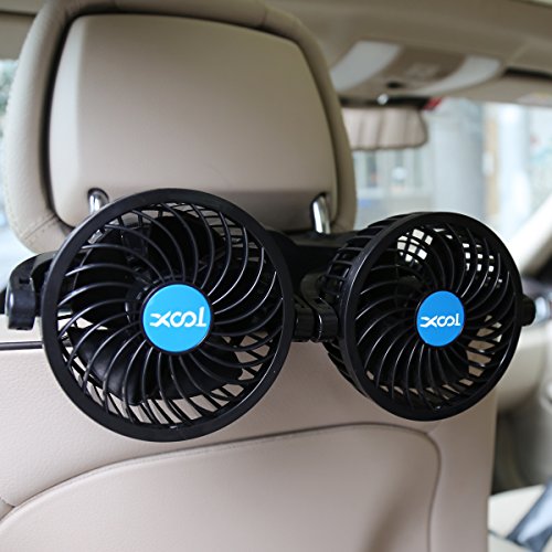 Product Cover XOOL Car Fan, Electric Car Fans for Rear Seat Passenger Portable Car Seat Fan Headrest 360 Degree Rotatable Backseat Car Fan 12V Cooling Air Fan with Stepless Speed Regulation for SUV, RV, Vehicles