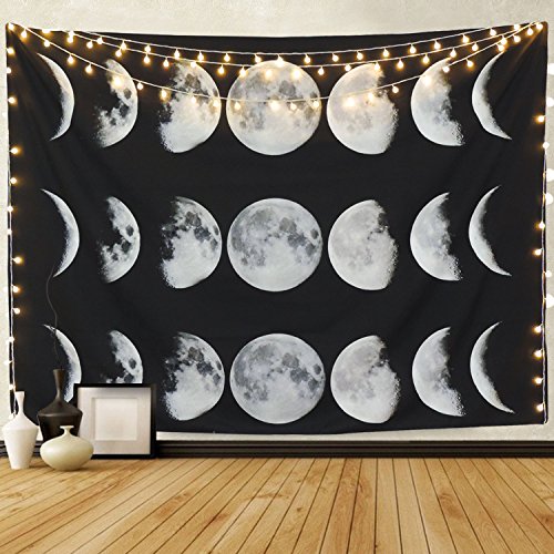 Product Cover Moon Constellations Tapestry Wall Tapestry Bohemian Wall Hanging Tapestries Wall Blanket Wall Art Wall Decor Beach Tapestry Sunset Tapestry Indian Wall Decor (Moon Phase Change, 59.1