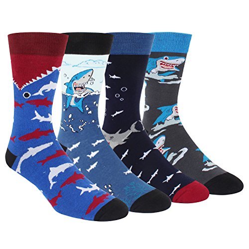 Product Cover SOCKFUN Novelty Funny Crazy Cute Animals Shark Whale Crew Socks for Men