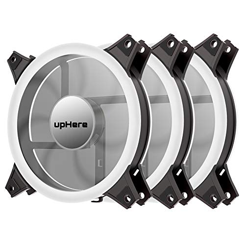 Product Cover upHere White Computer Case Fan 120mm LED Silent Fan for Computer Cases, CPU Coolers, and Radiators Ultra Quiet, Premium Edition,3 Pin 3 Pack/W12CM3-3