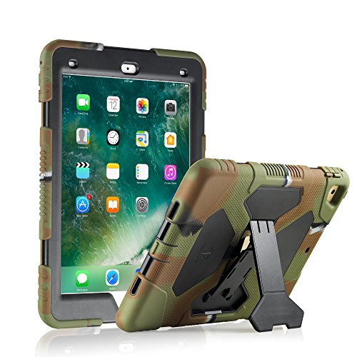 Product Cover New iPad 9.7 2018/2017 Case, KIDSPR Lightweight Shockproof Rugged Cover with Stand Protective Full Body Rugged for Kids for New Apple iPad 9.7 inch 2018/2017 (6th Gen, 5th Gen) (Army/Black)