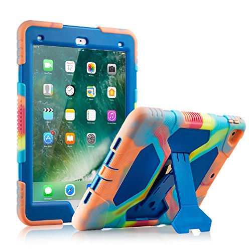 Product Cover New iPad 9.7 2018/2017 Case, KIDSPR Lightweight Shockproof Rugged Cover with Stand Protective Full Body Rugged for Kids for New Apple iPad 9.7 inch 2018/2017 (6th Gen, 5th Gen) (Ice/Blue)