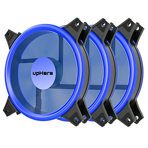 Product Cover upHere Blue Computer Case Fan 120mm LED Silent Fan for Computer Cases, CPU Coolers, and Radiators Ultra Quiet, Premium Edition,3 Pin 3 Pack/B12CM3-3