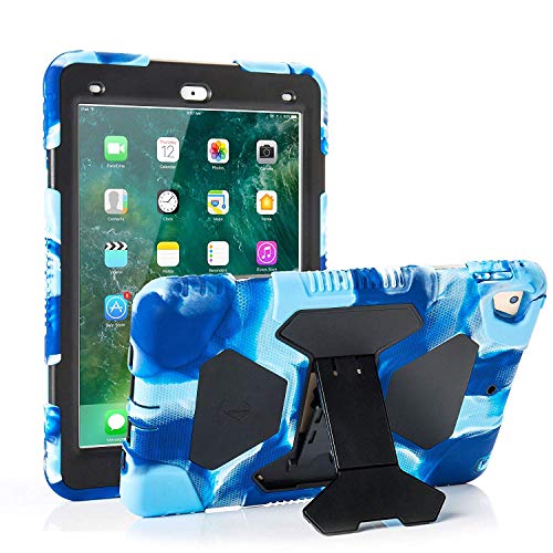 Product Cover New iPad 9.7 2018/2017 Case, KIDSPR Lightweight Shockproof Rugged Cover with Stand Protective Full Body Rugged for Kids for New Apple iPad 9.7 inch 2018/2017 (6th Gen, 5th Gen) (Navy/Black)