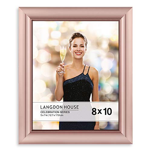 Product Cover Langdon House 8x10 Picture Frame (1 Pack, Rose Gold), Rose Gold Photo Frame 8 x 10, Wall Mount or Table Top, Set of 1 Celebration Collection