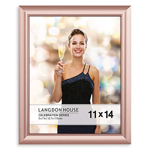 Product Cover Langdon House 11x14 Picture Frame (1 Pack, Rose Gold), Rose Gold Photo Frame 11 x 14, Wall Mount or Table Top, Set of 1 Celebration Collection