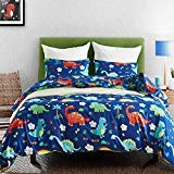 Product Cover Macohome Boys Bedding Kids Duvet Cover Set Dinosaur Queen Cartoon Soft with 2 Envelope Pillowcases and 1 Duvet Cover (Dinosaur , Queen)