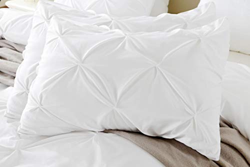Product Cover Kotton Culture Set of 2 Pillow Shams Pinch Pleated 100% Egyptian Cotton 600 Thread Count Super Soft Decorative Hotel Class Bedding (Queen/Full, White)