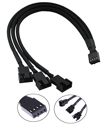 Product Cover DAHSHA 4 Pin PWM Splitter Cable Female to 3/4 Pin Adapter Sleeved Splitter PC Fan Power Extension Cable (1 to 3 Way , 26 cm)