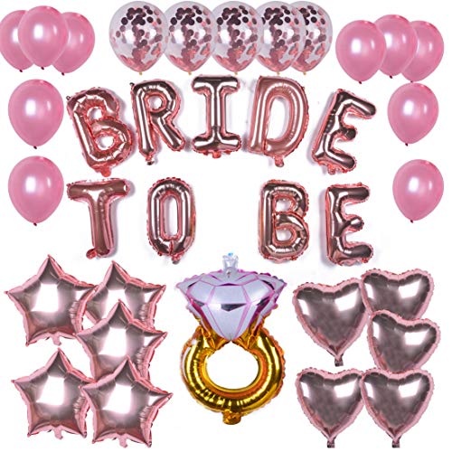 Product Cover Bachelorette Bride to Be Party Bridal Shower Decorations Set Decor Kit Premium Eco-Friendly Reusable Mylar Foil Balloons DIY 35 Pieces by ZENSII (Rose Gold)