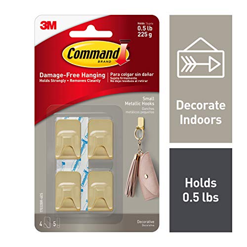Product Cover Command Metallic Hooks, Small, Indoor Use, Brass (17032BR-4ES)