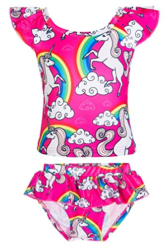 Product Cover KABETY Girls Rainbow Unicorn Swimsuit Two Pieces Swimwear Bathing Suit Bikinis