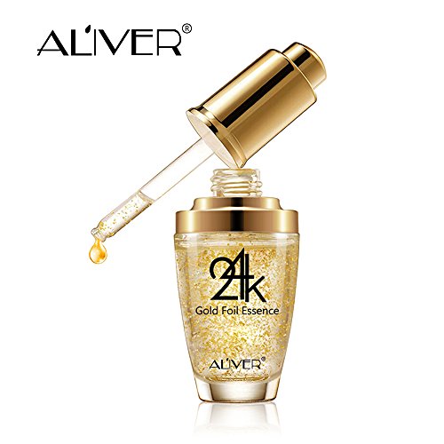 Product Cover 24k Pure Gold Foil Essence Serum, Makeup Primer, Moisturizing Anti-Aging Anti-Redness Acne Treament Essencial Cream, Face Skin Essence Serum Hyaluronic(30ml/1 ounce))
