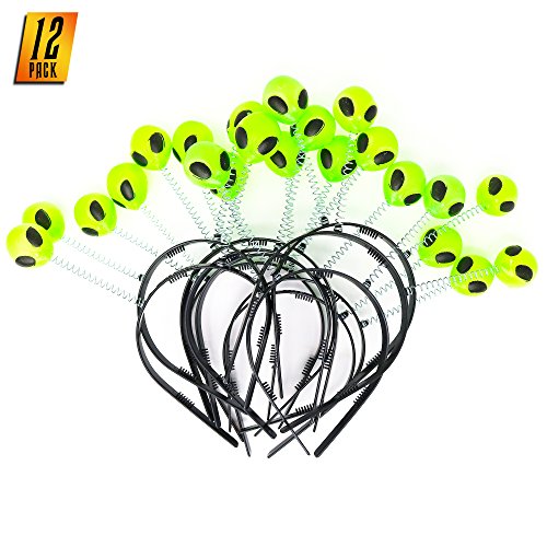 Product Cover Skeleteen Alien Boppers Kids Party Favors - Glow in The Dark Headband Aliens - Pack of 12