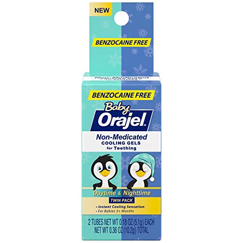 Product Cover Orajel Baby Daytime & Nighttime Non-medicated Cooling Gels for Teething, 2 Tubes, 0.18 Oz Each