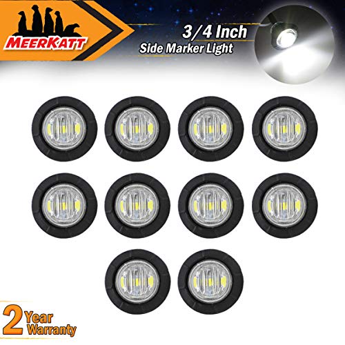 Product Cover Meerkatt (Pack of 10) 3/4 Inch Mini Round White LED Side Marker Sealed Small Flush Mount Clearance Lamp Indicator Light Waterproof Tow Truck Caravan Bus Van Boat Ship Lorry Jeep 12V DC Universal