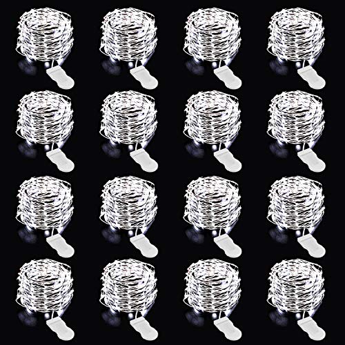 Product Cover Onforu 10ft 16 Pack Fairy Lights Battery Operated, 30 LEDs Copper Wire Lights, 6000K Cool White Mini String Light, IP67 Waterpoof Firefly Starry Light for DIY, Mason Jar, Wedding, Party