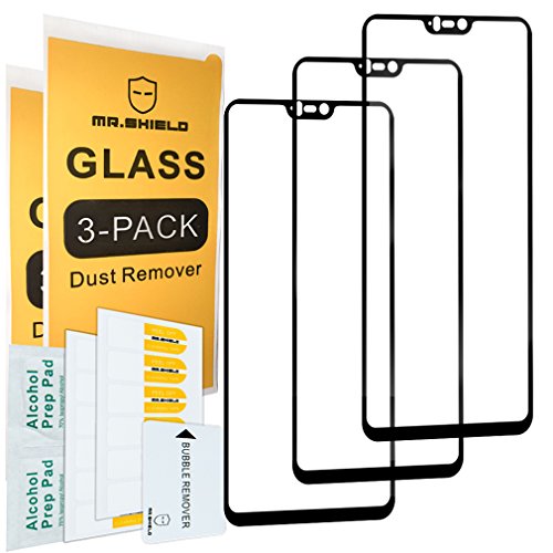 Product Cover [3-Pack]-Mr.Shield for OnePlus 6 / OnePlus Six [Japan Tempered Glass] [9H Hardness] [Full Screen Glue Cover] Screen Protector with Lifetime Replacement