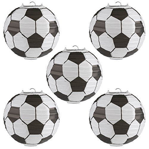 Product Cover Kesoto 8 In Soccer Ball Paper Lantern Decoration Soccer Goal Birthday Party Decoration - Pack of 5