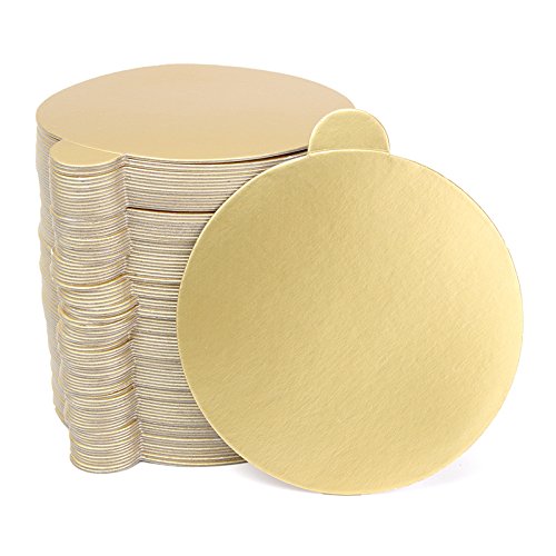 Product Cover 100pcs/Set Round Mousse Cake Boards Gold Paper Cupcake Dessert Displays Tray Wedding Birthday Cake Pastry Decorative Tools Kit