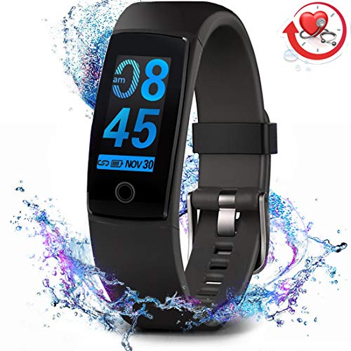 Product Cover MorePro Fitness Tracker Waterproof Activity Tracker with Heart Rate Blood Pressure Monitor, Color Screen Smart Bracelet with Sleep Tracking Calorie Counter, Pedometer Watch for Kids Women Men,Black