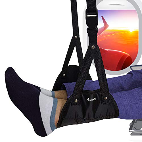 Product Cover Airplane Footrest Foot Hammock, Portable Airplane Foot Rest Hammock, Airplane Travel Accessories Usable for Plane/Office/Home Legs Hammock with Adjustable Height