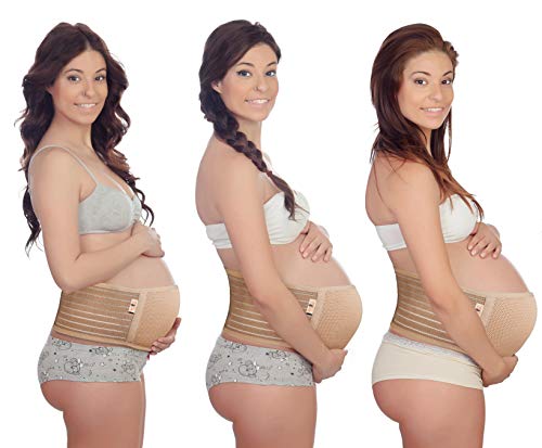 Product Cover Maternity Belt by Relief Living | Breathable Adjustable Elastic and Thin Belly Band/Brace | Provides Hip, Pelvic, Lumbar and Lower Back Compression Support and Pregnancy Pain Relief | Soft | Beige