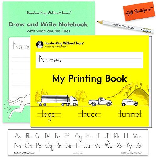 Product Cover Handwriting Without Tears My Printing Book - Draw and Write Wide Double Line Writing Notebook - With Alphabet Desk Strips, Pencil for Little Hands, and Eraser - Kindergarten and First Grade Kit