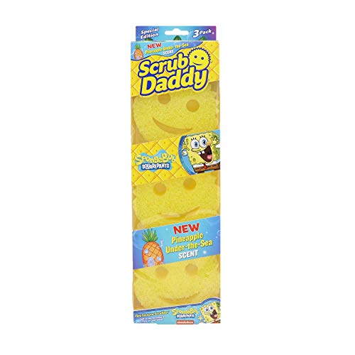 Product Cover Scrub Daddy- Pineapple Under the Sea Scrubber- Pineapple Scented, FlexTexture, Soft in Warm Water, Firm in Cold, Deep Cleaning, Dishwasher Safe, Multi-use, Scratch Free, Odor Resistant, Ergonomic -3ct