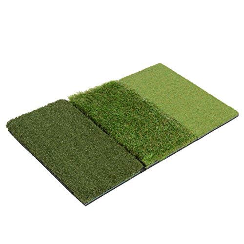 Product Cover Milliard Golf 3-in-1 Turf Grass Mat Includes Tight Lie, Rough and Fairway for Driving, Chipping, Putting Practice Training - 25X16In.