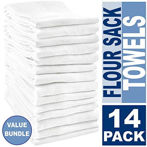 Product Cover Value Basics Flour Sack Towel Set, All-Natural 100% Cotton floursack, White, 28