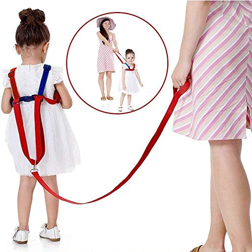 Product Cover Toddler Leash & Harness for Child Safety,2 in 1 Anti Lost Wrist Link Baby Walking Harness for 0-5 Years Kids (Blue&Red)