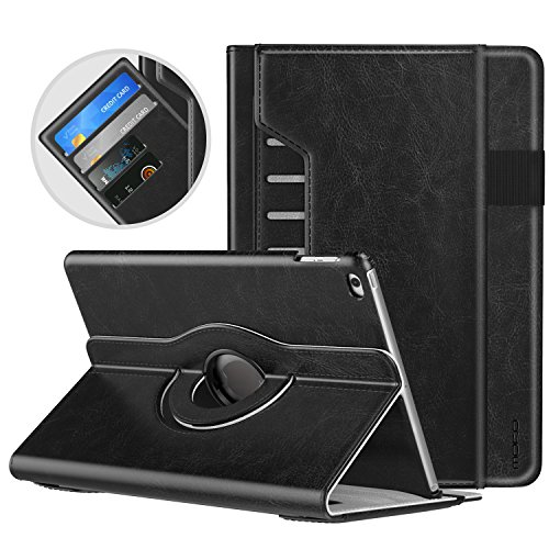 Product Cover MoKo Case Fit Apple iPad 9.7 Inch 5th/6th Generation 2018/2017（iPad5/iPad6）/ iPad Air/iPad Air 2 Tablet - 360 Degree Rotating Cover Case with Document Card Slots, Auto Wake/Sleep, Black