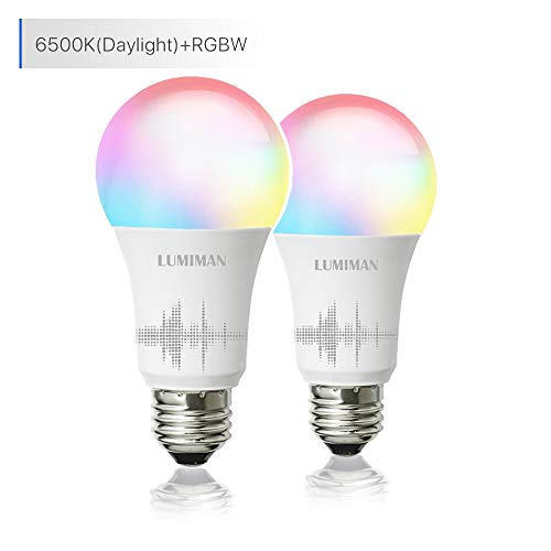 Product Cover Smart WiFi Light Bulb, LED RGB Color Changing, Compatible with Alexa and Google Home Assistant, No Hub Required, A19 E26 Multicolor LUMIMAN 2 Pack