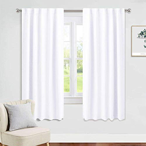Product Cover PONY DANCE Bedroom Window Curtains - Home Decor Thermal Curtain Panels Room Darkening Back Tab/Rod Pocket Window Covering Energy Efficient for Kitchen, 42 W by 63 L, Pure White, Set of 2