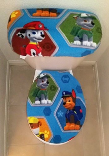 Product Cover Paw Patrol Blue Fleece Fabric Toilet Seat Cover Set