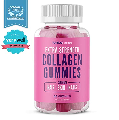 Product Cover MAV Nutrition Collagen Hair Vitamins Gummy for Men & Women, Anti-Aging Benefits with Vitamin C, Zinc Supplement & Biotin; Non-GMO, 60 Count