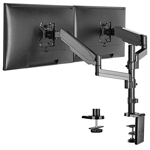 Product Cover WALI Premium Dual LCD Monitor Desk Mount Fully Adjustable Gas Spring Stand for Display up to 32 inch, 17.6 lbs Capacity (GSDM002), Black