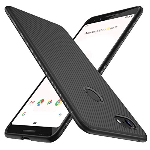 Product Cover Google Pixel 3 Case, KuGi Google Pixel 3 Case, JS Scratch Resistant & Anti Slip Grippy Soft TPU Case for Google Pixel 3 (2018) Smartphone(Black)