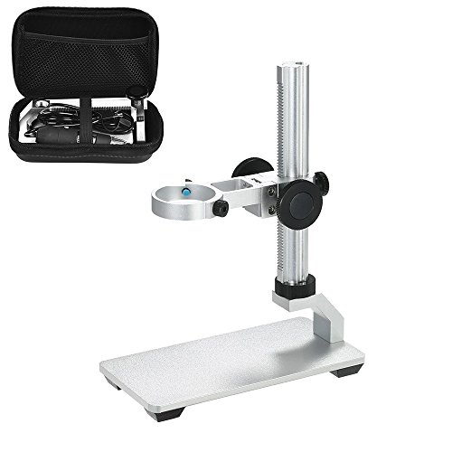 Product Cover Jiusion Aluminium Alloy Universal Adjustable Professional Base Stand Holder Desktop Support Bracket with Portable Carrying Case for USB Digital Microscope Endoscope Magnifier Camera (NO Microscope)