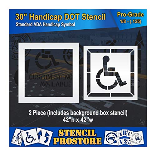 Product Cover Pavement Stencils - 30 inch - Handicap - ADA Stencil with Border & Background - (2 Piece) - 42