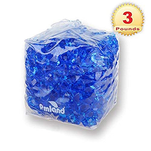 Product Cover PMLAND Acrylic Ice Rocks Crystals Cubes Gems for Vase Filler, Table Scatter, Home Party Event, Arts Crafts, Decoration Display Idea- Royal Blue, 3 lbs Bag