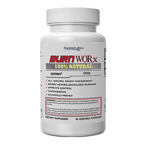 Product Cover Superior Labs - Burn Worx - All-Natural Weight Management Supplement Helps Boost Metabolism, Supports Calorie Burning While Enhancing Energy Levels - Metabolic Enhancer with Capsimax®