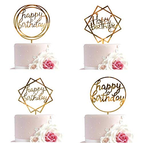 Product Cover Whaline Happy Birthday Cake Topper Acrylic Cupcake Topper, A Series of Birthday Cake Supplies Decorations(4+1 free pc)
